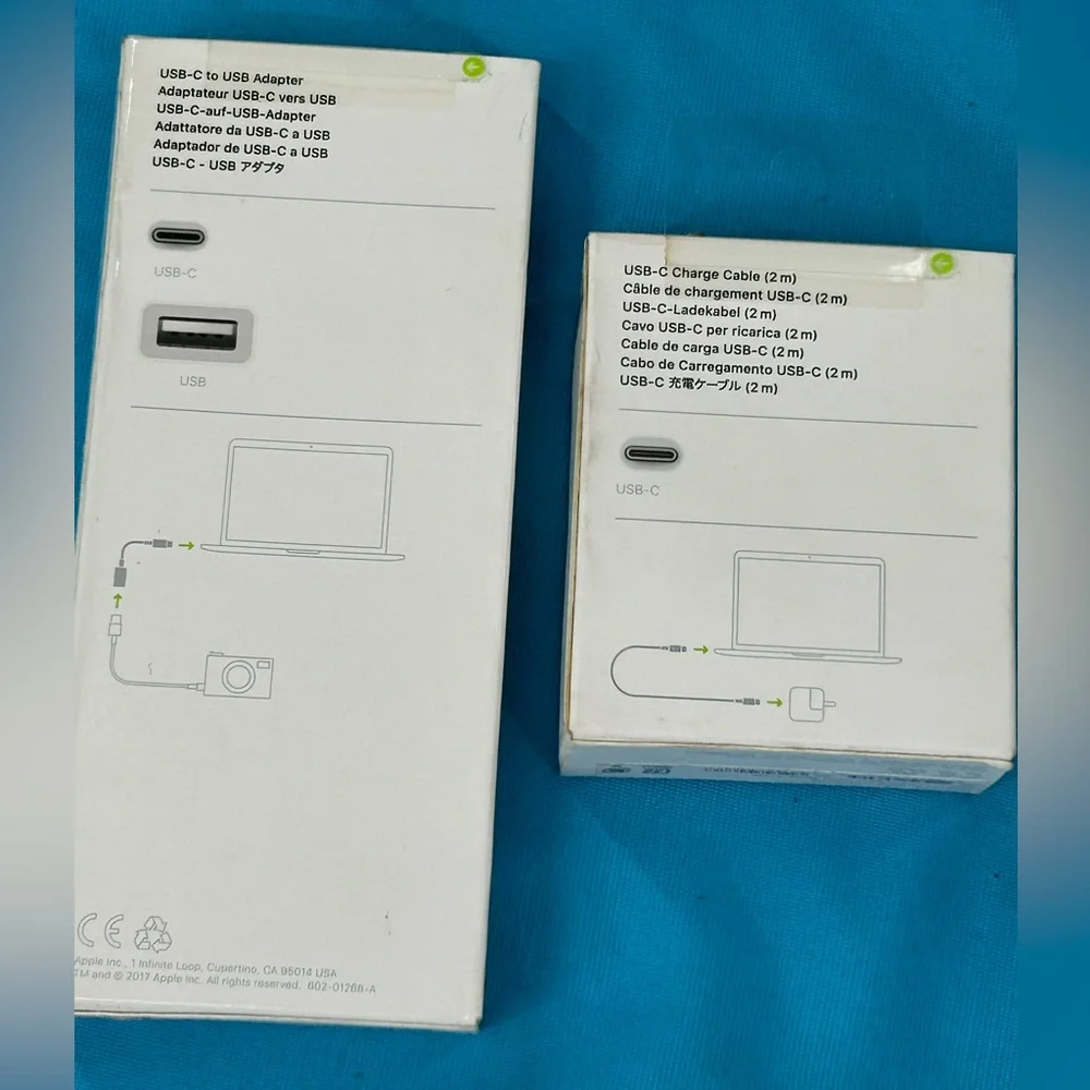 Apple USB-C (2m) charge cord & USB-C to USB Adapter NIB